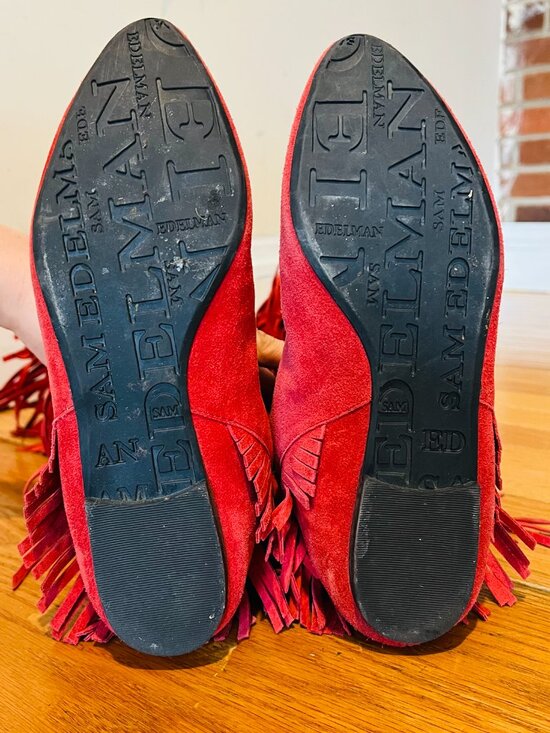 Sam Edelman Red Fringe Boots Size 8.5 M - Picture 10 of 16